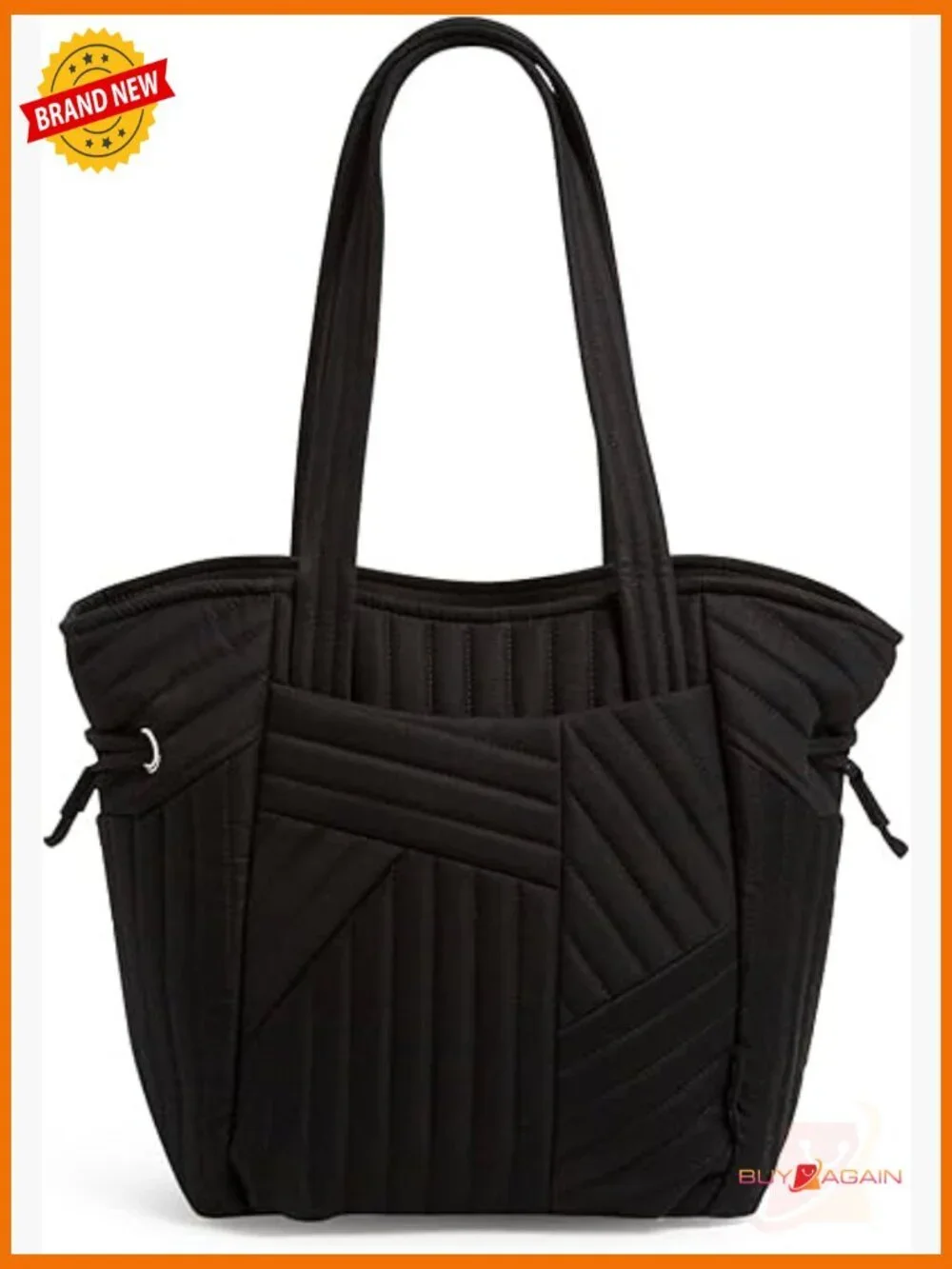 Cotton Satchel Purse with Zip Closure and Adjustable Drawstring